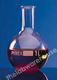 FLASK PYREX GLASS FLAT BOTTOM NARROW NECK 1000ML