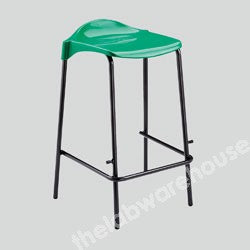 LAB STOOL GREEN PP SEAT WITH FOOTREST STEEL FRAME 560MM HIGH