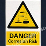 WARNING SIGN DANGER CORROSION RISK 200X150MM