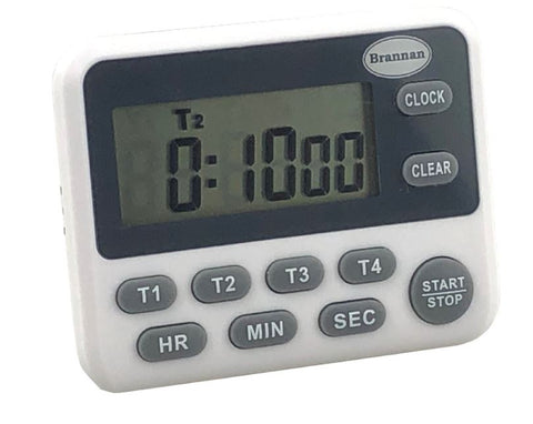 FOUR-CHANNEL TIMER COUNTDOWN/UP, DIG., 1 SEC TO 99 HOURS & BATTERIES