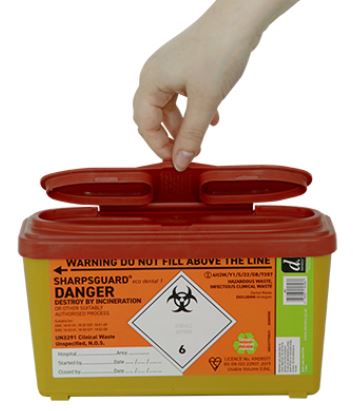 SHARPS BIN PP WITH SNAP TIGHT SHUTTER LID 1.0L