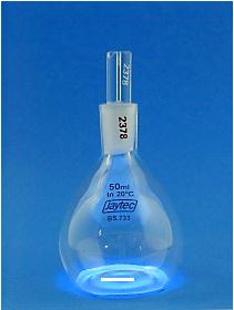 DENSITY BOTTLE BORO. GLASS WITH CAPILLARY STOPPER UNADJ. 25ML