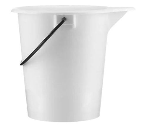BUCKET LDPE GRAD+SPOUT WHITE WITH COATED STEEL HANDLE 10L