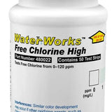TEST STRIPS HIGH FREE CHLORINE 0 - 120MG/L PK.50