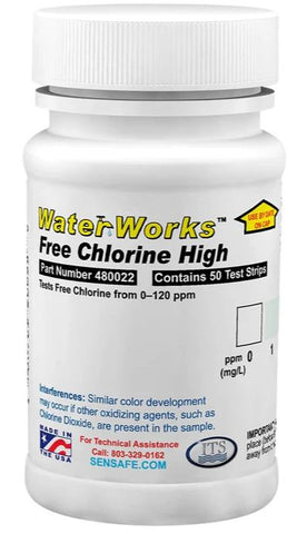 TEST STRIPS HIGH FREE CHLORINE 0 - 120MG/L PK.50