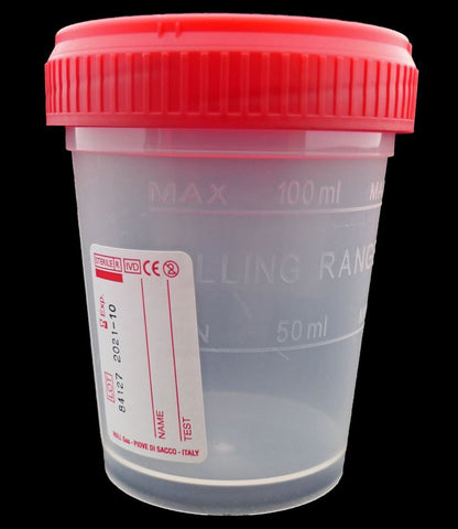 SPECIMEN CUPS PP WITH CAP 120ML STERILE IND. WRAPPED PK.350
