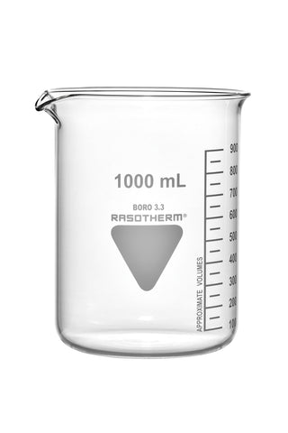 BEAKER RASOTHERM GLASS LOW FORM GRADUATED WITH SPOUT 100ML