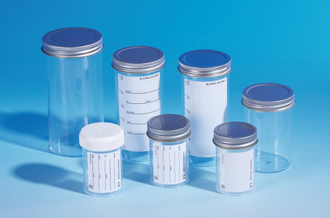 Specimen containers PP PE cap plain label 60ml pk. 300