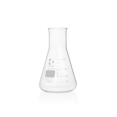 ERLENMEYER FLASK DURAN GLASS W/NECK GRADUATED 500ML