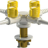 GAS COCK 4 WAY 90º APART WITH  LIFT-AND-TURN VALVE 1/4" BSPM INLET