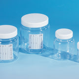 Jars specimen w/neck PS/PP screw cap 230ml non-st. printed label pk.100