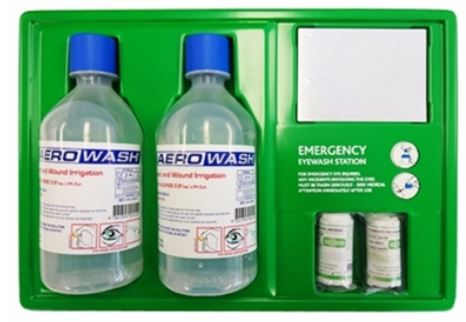 EYE WASH BOARD WALL MOUNTING WITH 2 BOTTLES STERILE EYEWASH AND EYEPADS