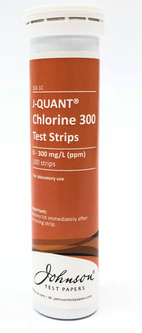 Test strips J-Quant Chlorine range 0, 50, 100, 250, 500, 1000mg/l pk. 100