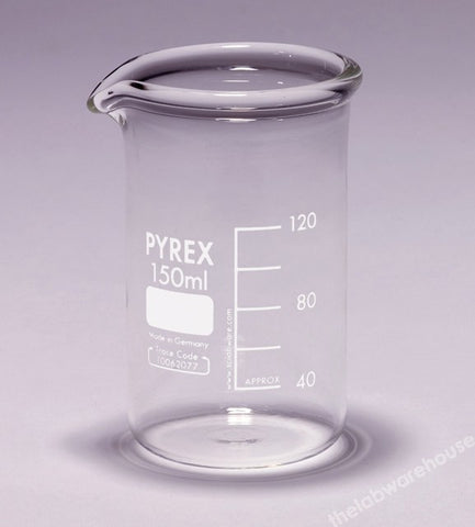 BEAKER PYREX GLASS HEAVY DUTY TALL FORM WITH SPOUT 150ML