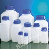 BOTTLE SQUARE WIDE MOUTH NATURAL HDPE BLUE PP CAP 500ML