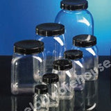 BOTTLE SQUARE EXTRA-W/M CLEAR PVC BLACK PP CAP 100ML