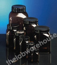 BOTTLES SQUARE EXTRA-W/M AMBER PVC BLACK PP CAP 100ML