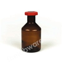 REAGENT BOTTLE AMB. GLASS WITH 16/16 PP STOPPER 50ML