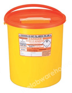 SHARPS BIN PP WITH SNAP TIGHT SHUTTER LID 22.0L