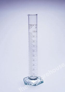 CYLINDER PYREX CL.A/WC GRAD. SPOUT GLASS HEX. FOOT 100ML