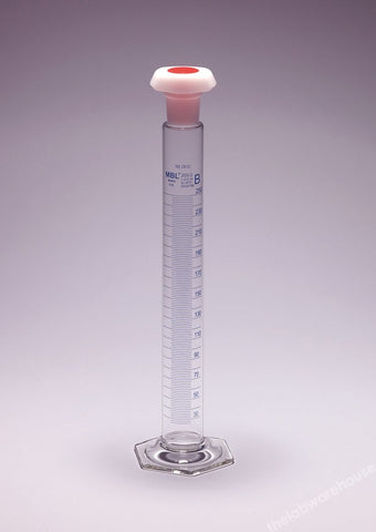 CYLINDER MBL BORO. CL.B GRAD. WITH PE STPR GLASS FOOT 50ML