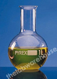 FLASK PYREX GLASS FLAT BOTTOM WIDE NECK 1000ML