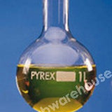 FLASK PYREX GLASS ROUND BOTTOM NARROW NECK 50ML