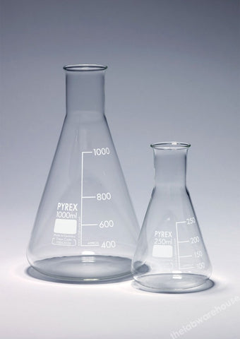 ERLENMEYER FLASK PYREX GLASS N/NECK GRADUATED 100ML
