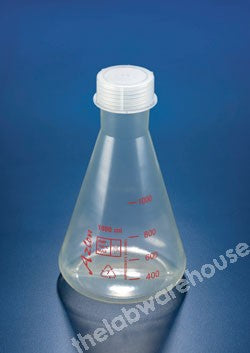 CONICAL FLASK TRANSPARENT PMP SCREW NECK W/CAP 500ML