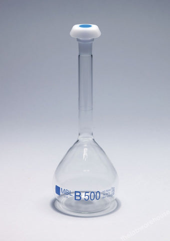 VOLUMETRIC FLASK MBL BORO. GLASS CL.B STOPPER 14/23 250ML