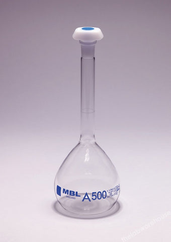 VOLUMETRIC FLASK MBL BORO. GLASS CL.A STOPPER 14/23 200ML