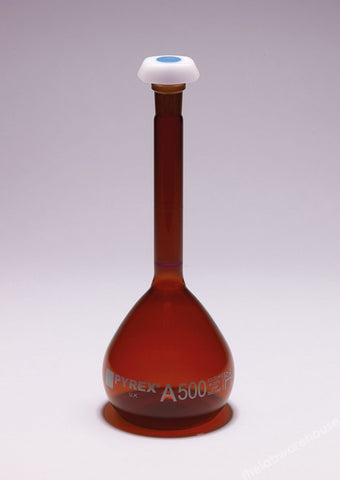 VOLUMETRIC FLASK PYREX AMBER CL.A W/C PE STPR 24/29 1000ML