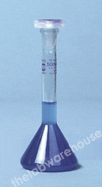 VOLUMETRIC FLASK BLAUB. DURAN CL.A TRAPZ. PE STPR 7/16 2ML