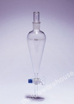 SEPARATING FUNNEL CONICAL PYREX GLASS S/COCK AND STPR 250ML