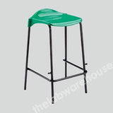 LAB STOOL GREEN PP SEAT WITH FOOTREST STEEL FRAME 445MM HIGH