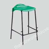 LAB STOOL GREEN PP SEAT WITH FOOTREST STEEL FRAME 560MM HIGH
