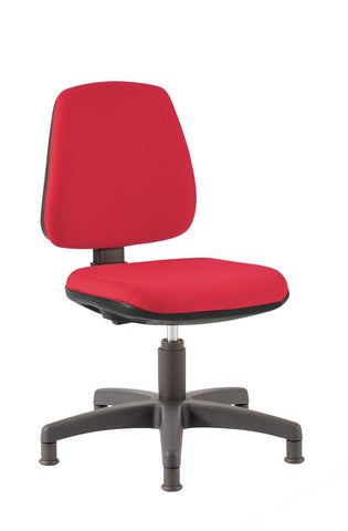UPHOLSTERED LAB CHAIR ADJ. 420 TO 550MM RED/GLIDES