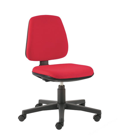 UPHOLSTERED LAB CHAIR ADJ. 420 TO 550MM RED/CASTORS