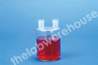 WOULFF GAS WASH BOTTLE GLASS 2 NECKS 19/26 SOCKET SIZE 500ML
