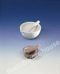 MORTAR AND PESTLE PORC. UNGLAZED GRIND SURFACES 180MM O.D.