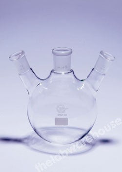 FLASK R.B. 25ML THREE NECKS SOCKETS ALL 14/23