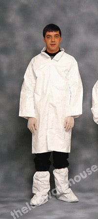 LAB. COATS TYVEK WHITE STUD FRONT W/OUT POCKETS MED. PK 10