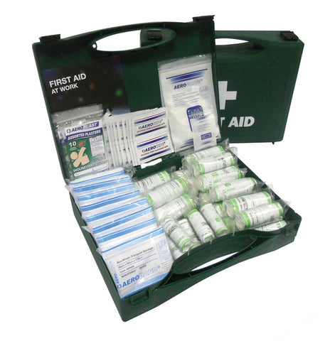 FIRST AID BOX GREEN ABS WITH LID MEDIUM CONTENTS