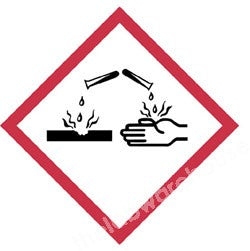 WARNING TAPE VINYL GHS-05 CORROSIVE AGENTS ROLL 66M