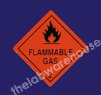 WARNING LABELS FLAMMABLE GAS. 50X50MM ROLL OF 330