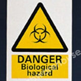 WARNING SIGN DANGER BIOLOGICAL HAZARD 200X150MM
