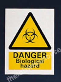 WARNING SIGN DANGER BIOLOGICAL HAZARD 200X150MM