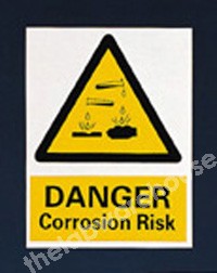 WARNING SIGN DANGER CORROSION RISK 200X150MM