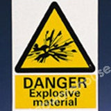 WARNING SIGN DANGER EXPLOSIVE MATERIAL 200X150MM