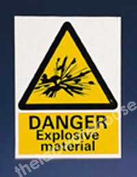 WARNING SIGN DANGER EXPLOSIVE MATERIAL 200X150MM